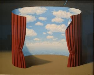Magritte - Ciel rideau paravent circulaire