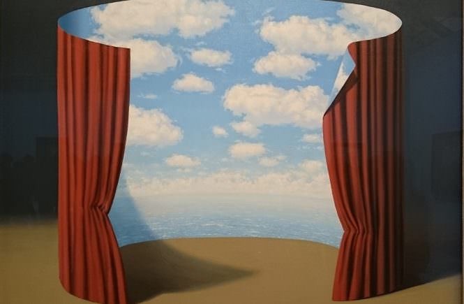 Magritte - Ciel rideau paravent circulaire